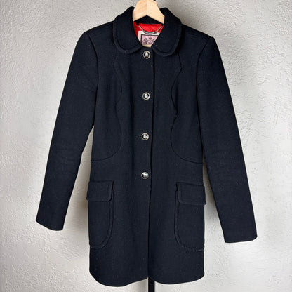 Juicy Couture Y2K Small Red Satin Lined Wool Trench Peacoat