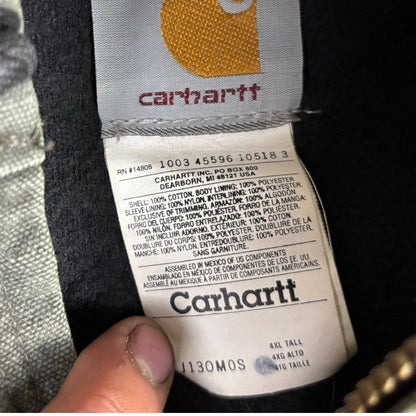 Vintage Carhartt J130 Moss Green Quilted Hooded Jacket 4XL