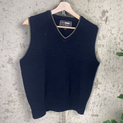 Abercrombie and Fitch Black Wool Sweater Vest Y2K Large