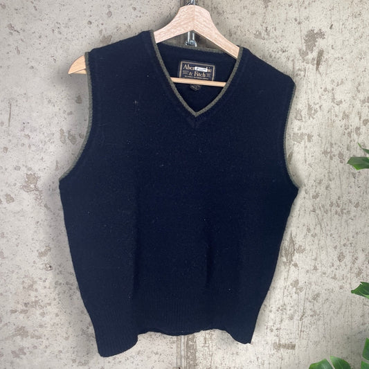 Abercrombie and Fitch Black Wool Sweater Vest Y2K Large