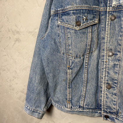 Vintage Gap DIY Embroidered Rose Medium Denim Trucker Jacket