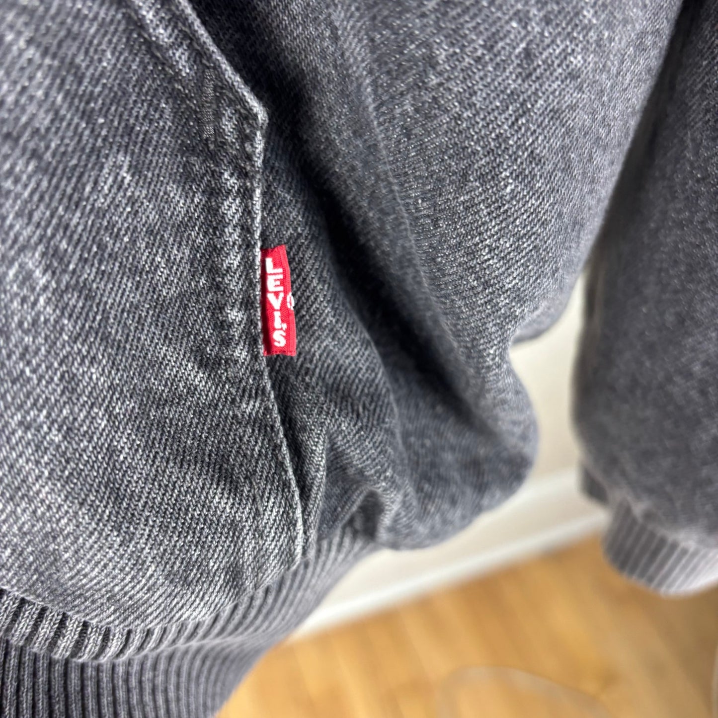 Levis Strauss Hooded Denim Workwear Carhartt Style XL Black Quilted Jacket