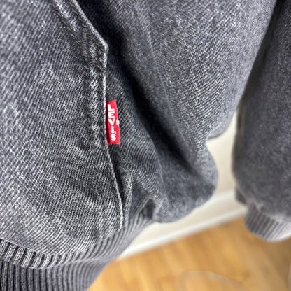 Levis Strauss Hooded Denim Workwear Carhartt Style XL Black Quilted Jacket