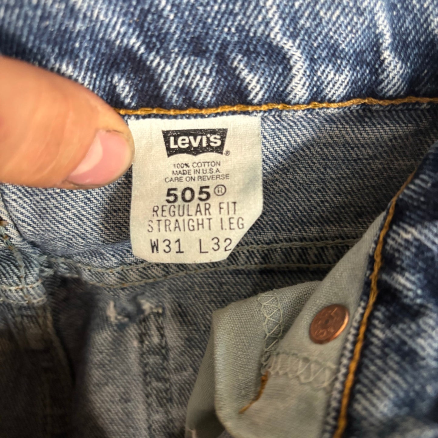Vintage Levis 505 Orange Tab 31x32 Staight Fit Regular Mens Jeans
