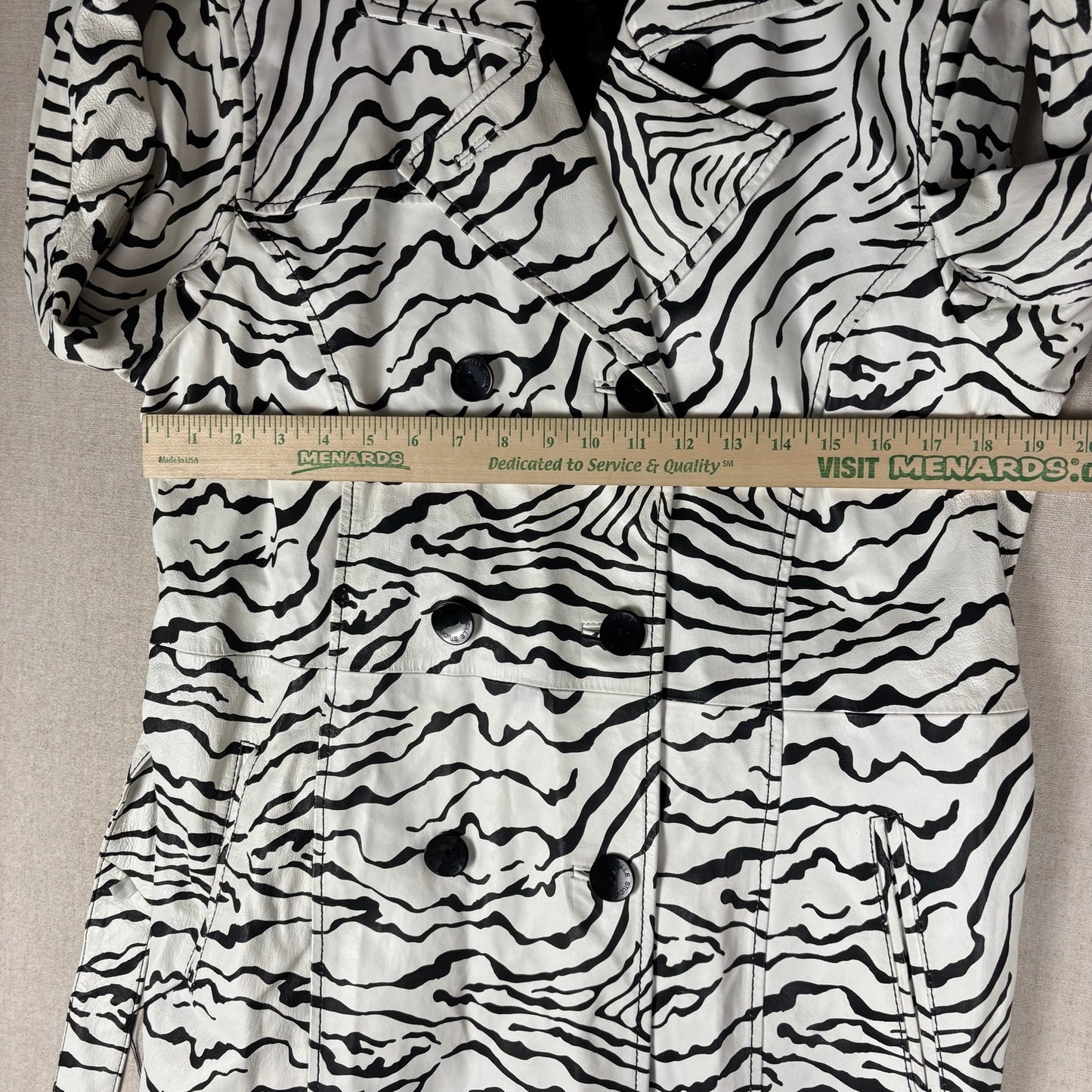 Wilsons Leather Pelle Studio Zebra Print Womens Trench Coat XL