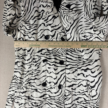 Wilsons Leather Pelle Studio Zebra Print Womens Trench Coat XL