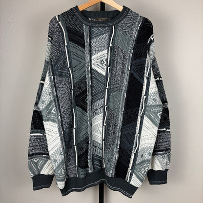 Vintage Coogi Style 3D Knit Le Tigre 90s Rap XL Sweater