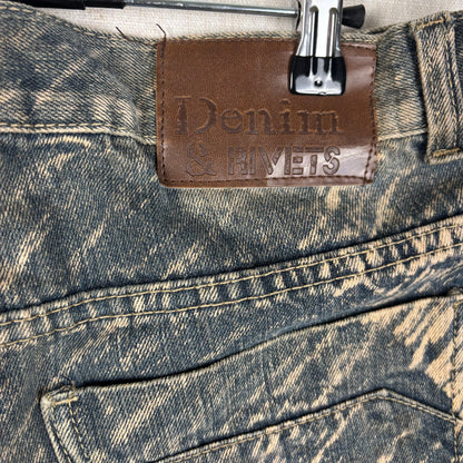 Denim and Rivets Abstract Acid Wash Distressed Sz 34 Cotton Jeans