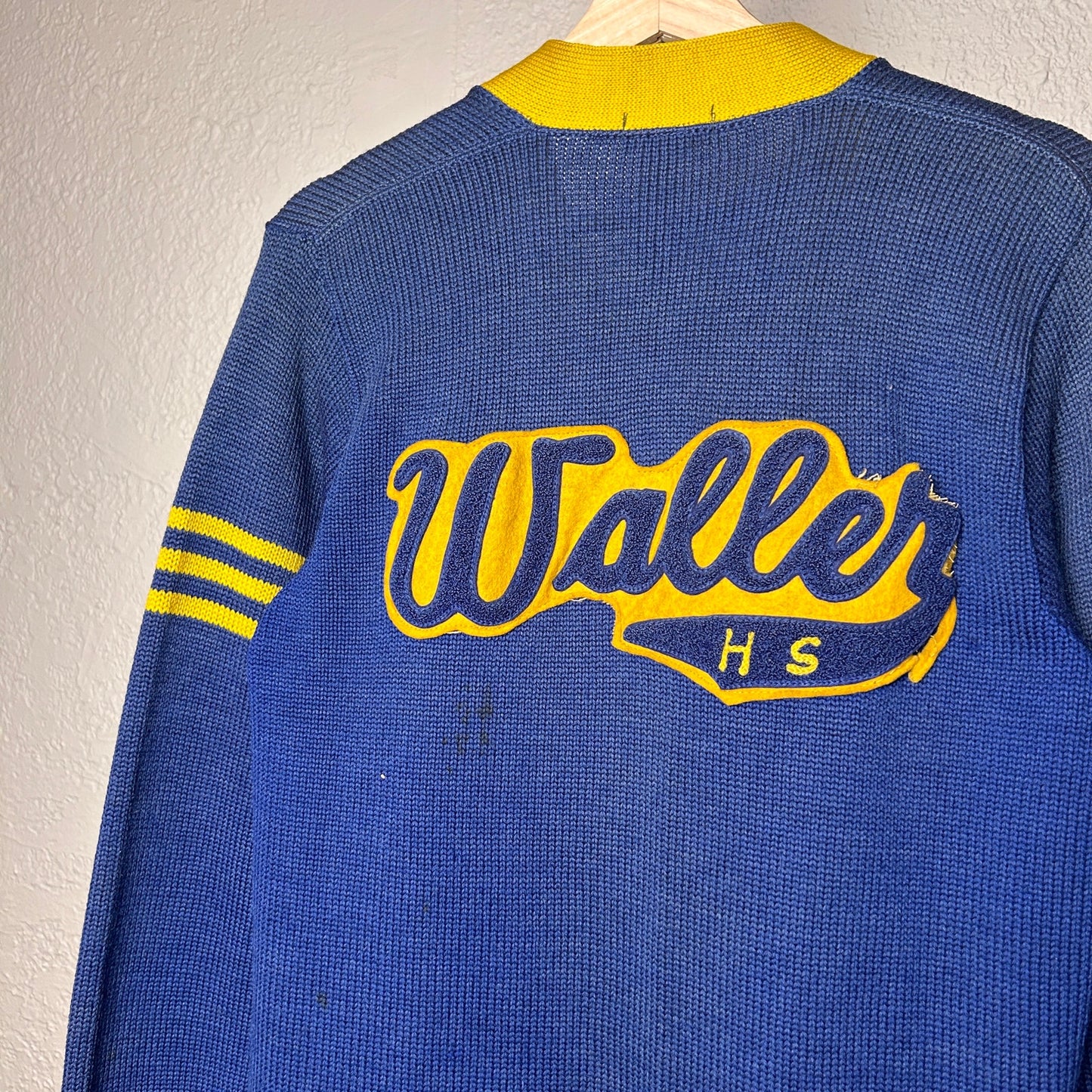 Robert A. Waller High School 1940s Chicago Small Varsity Letterman Wool Cardigan