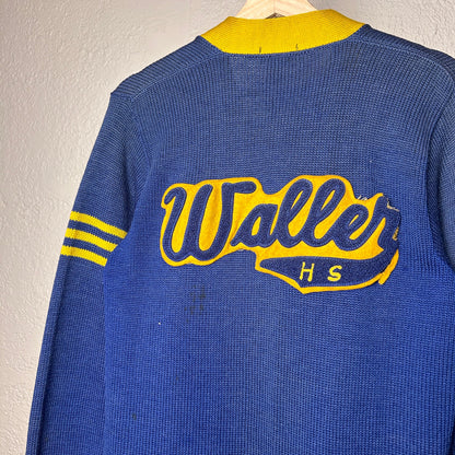 Robert A. Waller High School 1940s Chicago Small Varsity Letterman Wool Cardigan