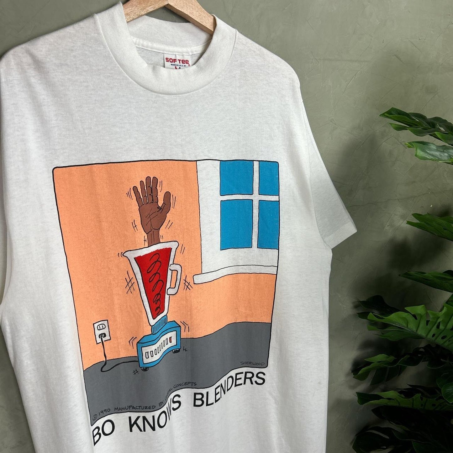 Bo Jackson Knows Blenders NFL Vintage Comic 1990 Shirt Coastal Concepts L