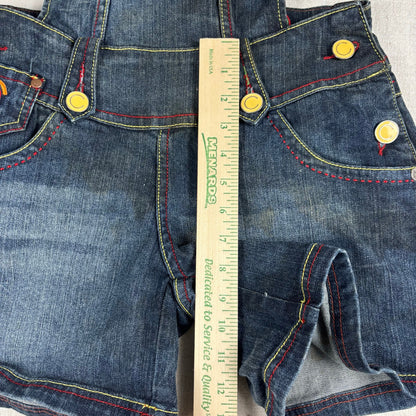 Coogi Jeans Y2K Womens Denim Overall Shorts Embroidered Sz Large
