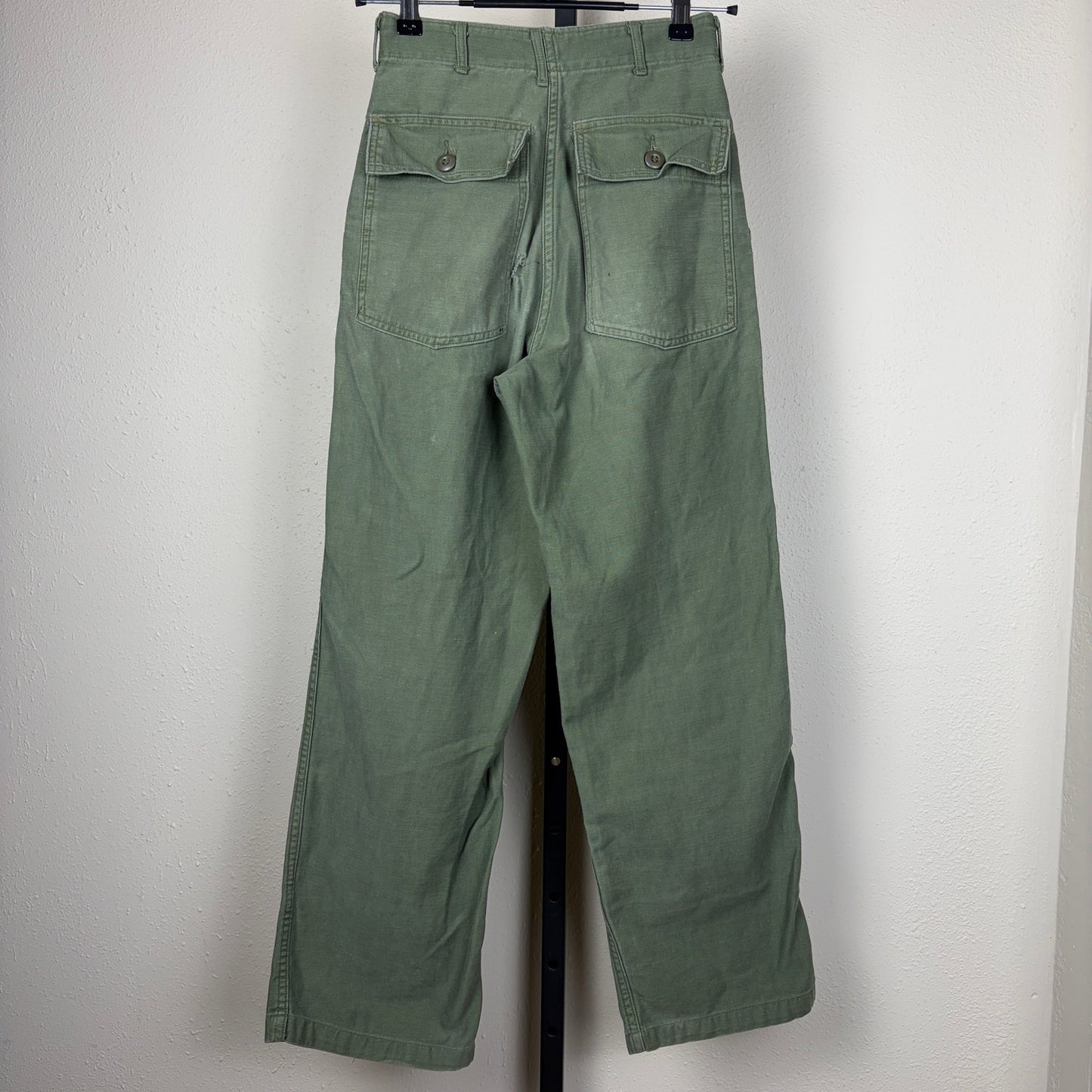 Vintage Military Fatigues OG 107 Button Fly Army Sateen Sz 24 Trousers