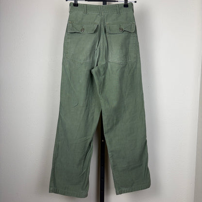 Vintage Military Fatigues OG 107 Button Fly Army Sateen Sz 24 Trousers
