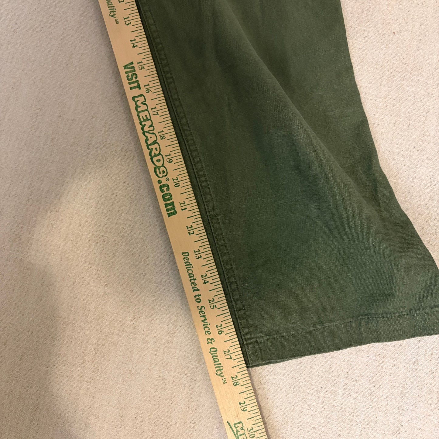 Vintage Military Fatigues OG 107 Button Fly Army Sateen Sz 24 Trousers
