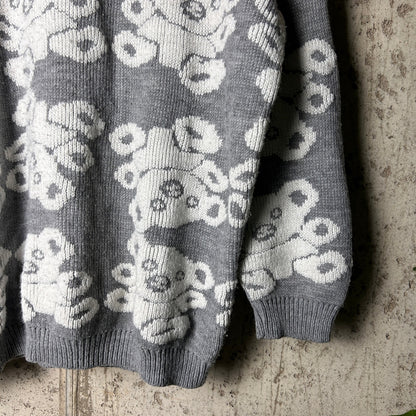 Delivery Ltd. Made in USA AOP Teddy Bear Large 80s Knit Sweater