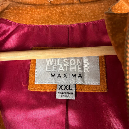 Wilsons Leather Maxima 2 Piece Burnt Orange Suede Leather Jacket 2XL