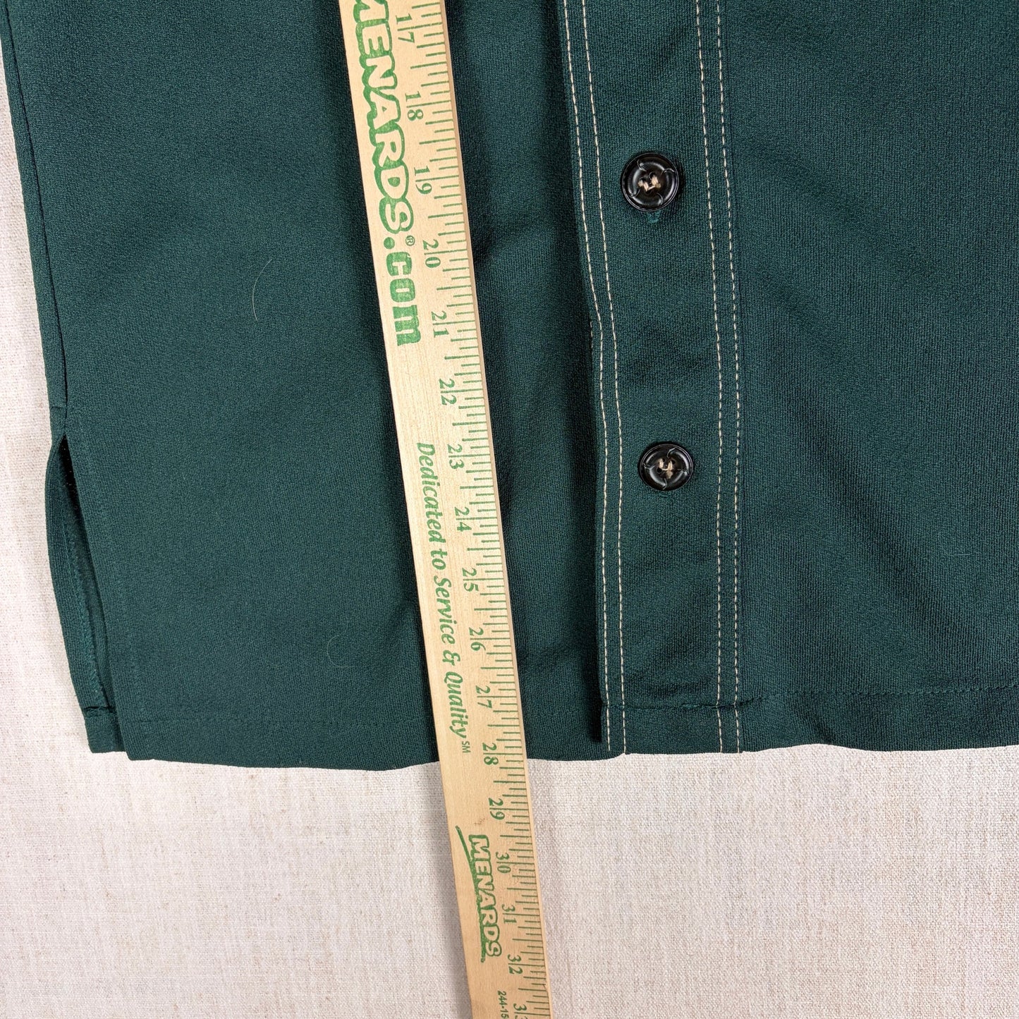 Vintage Sears Kings Road 1970s Disco Forest Green Small Button Up Shirt