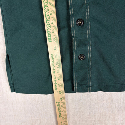 Vintage Sears Kings Road 1970s Disco Forest Green Small Button Up Shirt