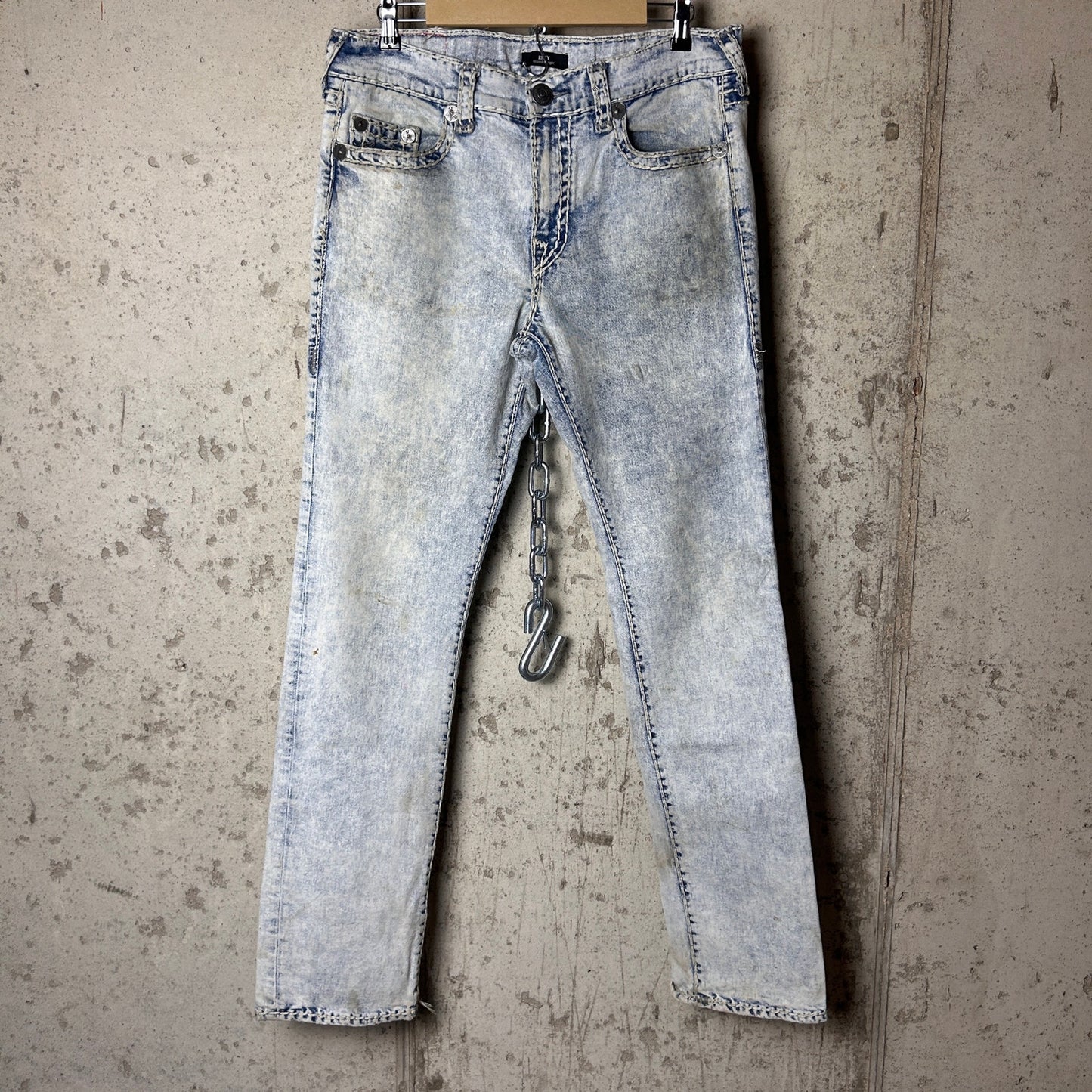 True Religion Ricky Relaxed Straight Fit Super T Acid Wash 36" Y2K Jeans