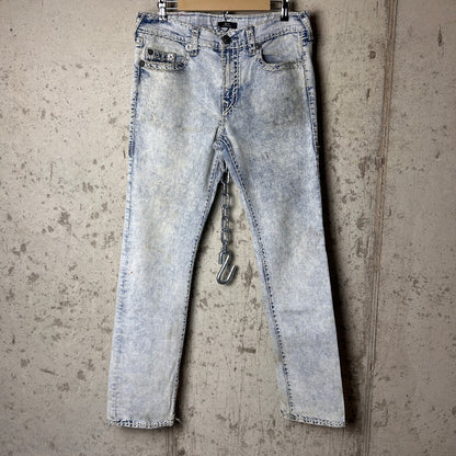 True Religion Ricky Relaxed Straight Fit Super T Acid Wash 36" Y2K Jeans