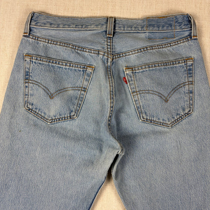 Vintage Levis Button Fly 501 Jeans 90s Light Wash 33x32 Slim Fit Jeans