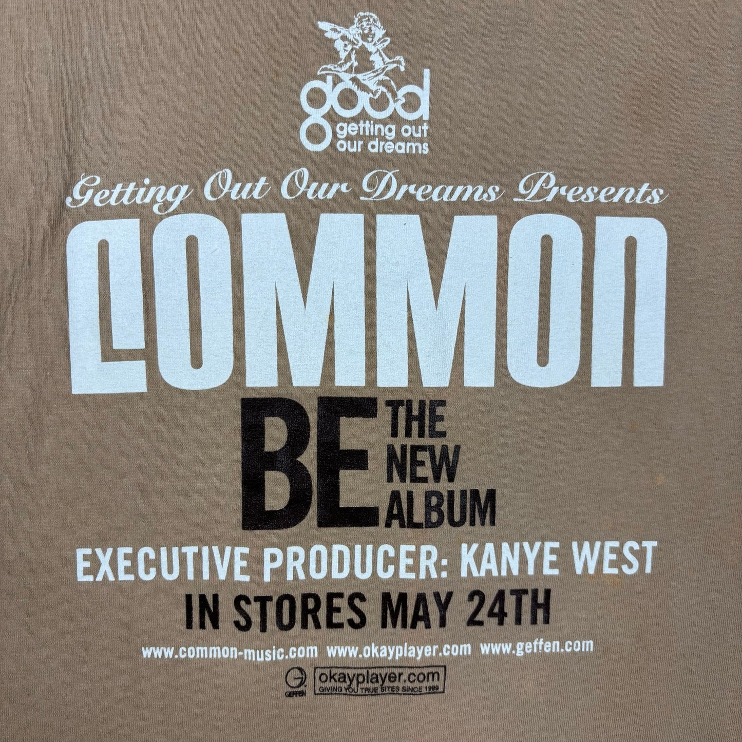 Common Rap Tee Official "Be" Album Good Music Kanye West 2005 XL Shirt