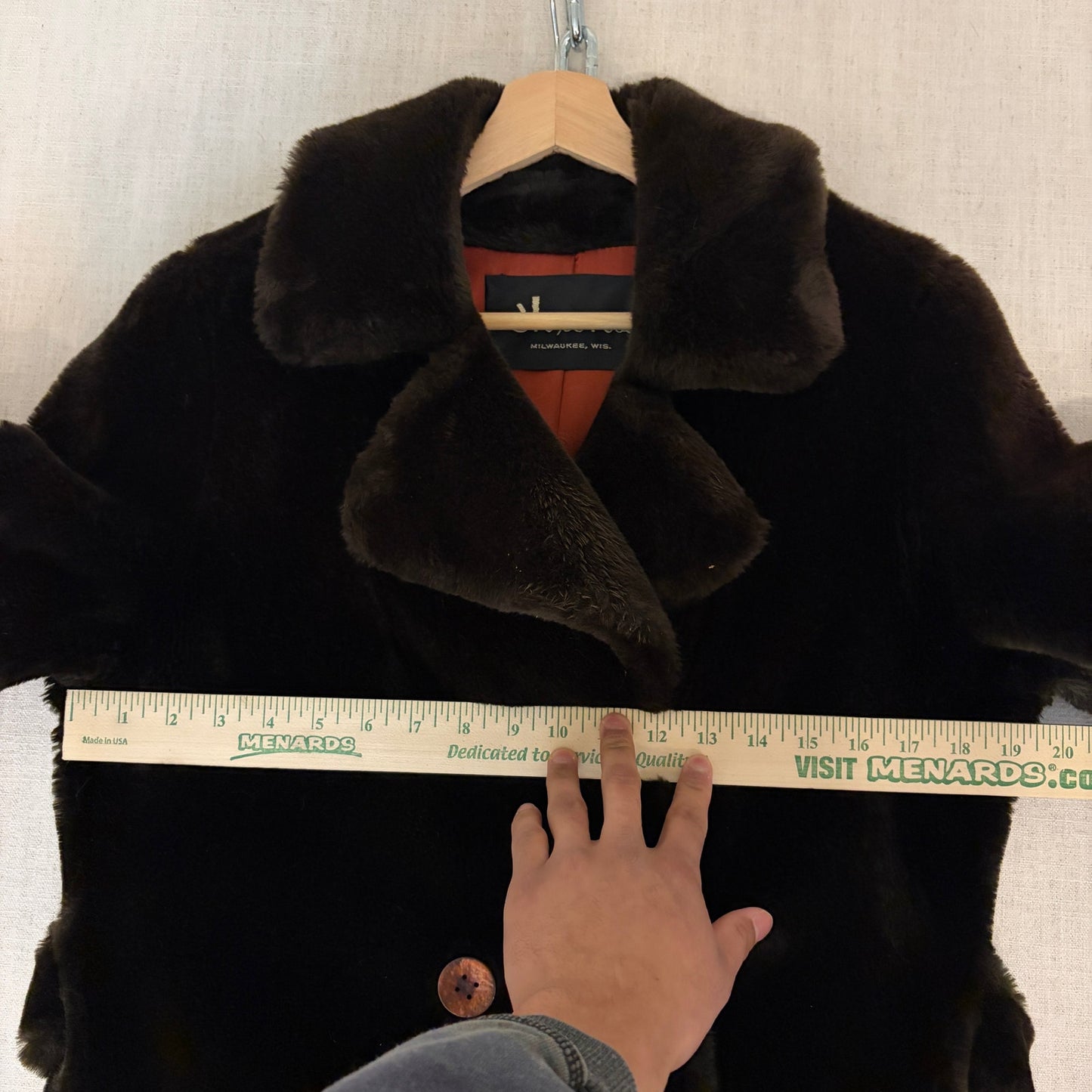 Vintage Borgana Faux Fur Double Breasted Dark Brown Coat