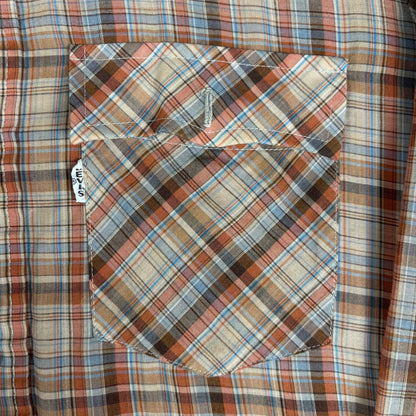 Vintage Levis 1970s Western White Tab Plaid Button Down Medium Shirt