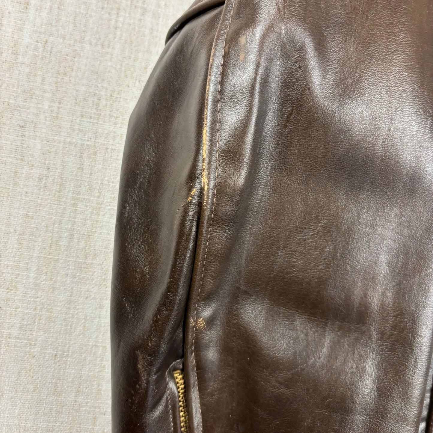 Vintage 1970s Brown Leather Biker Motorcycle Talon Zipper Sz 52 Jacket