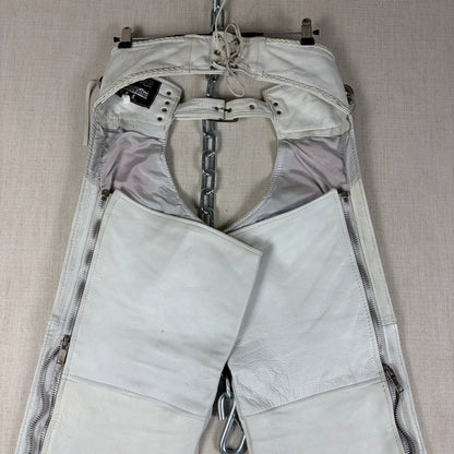 Pro Rider Premium Leather RARE Chaps + Vest Fringe Suede Rose Sz M/L White Set