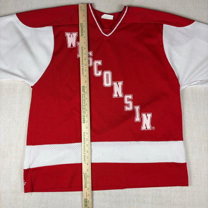Vintage Wisconsin UWM Badgers KSA Koronis Spell Out Hockey Jersey XL