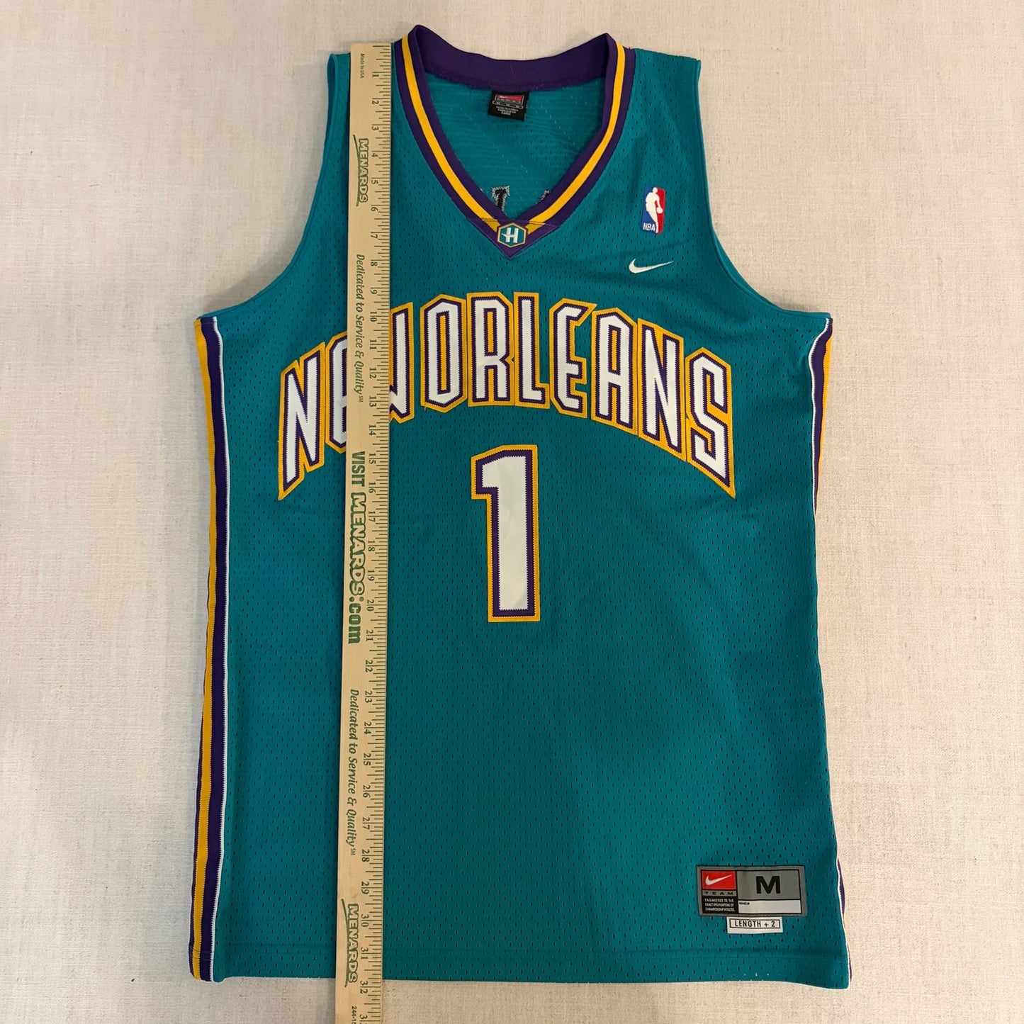 Vintage Baron Davis Jersey RARE New Orleans Hornets Nike Team Sewn Sz Medium NBA