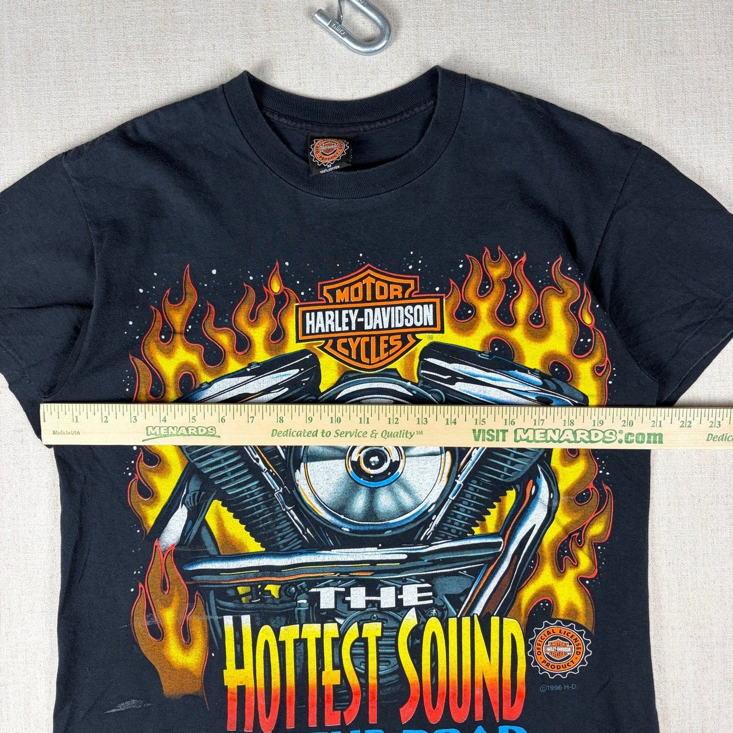Vintage Harley Davidson Flames 1996 The Hottest Sound on the Road Medium Shirt