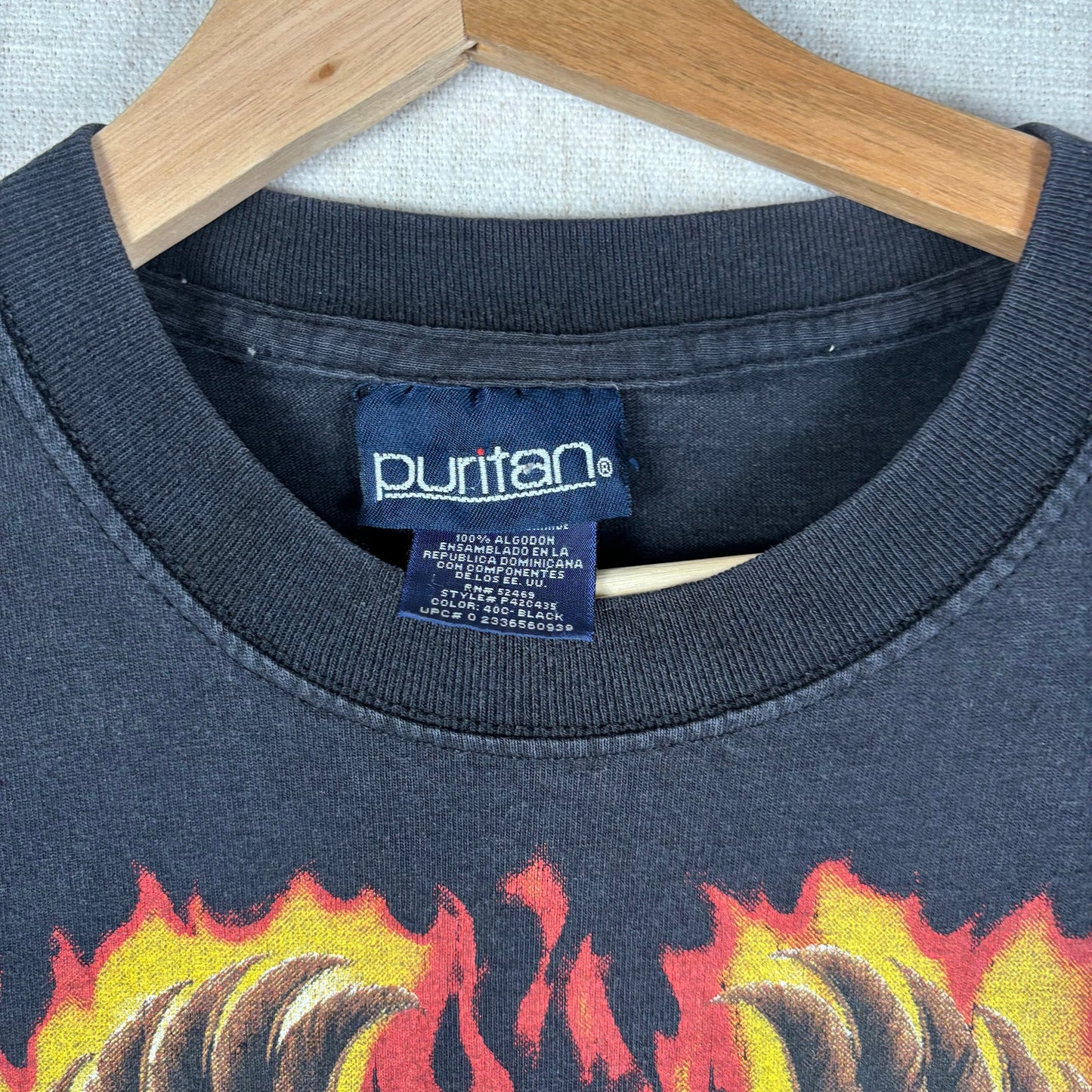 Y2K Flaming Eagle Harley Davidson Style Flame Sleeve Large Biker Tee