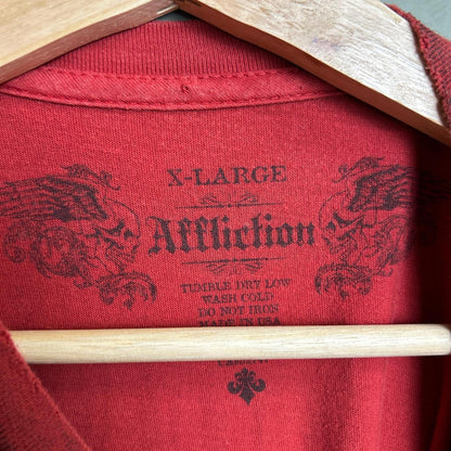 Y2K XL Affliction Live Fast Dagger Smokey Red Shirt