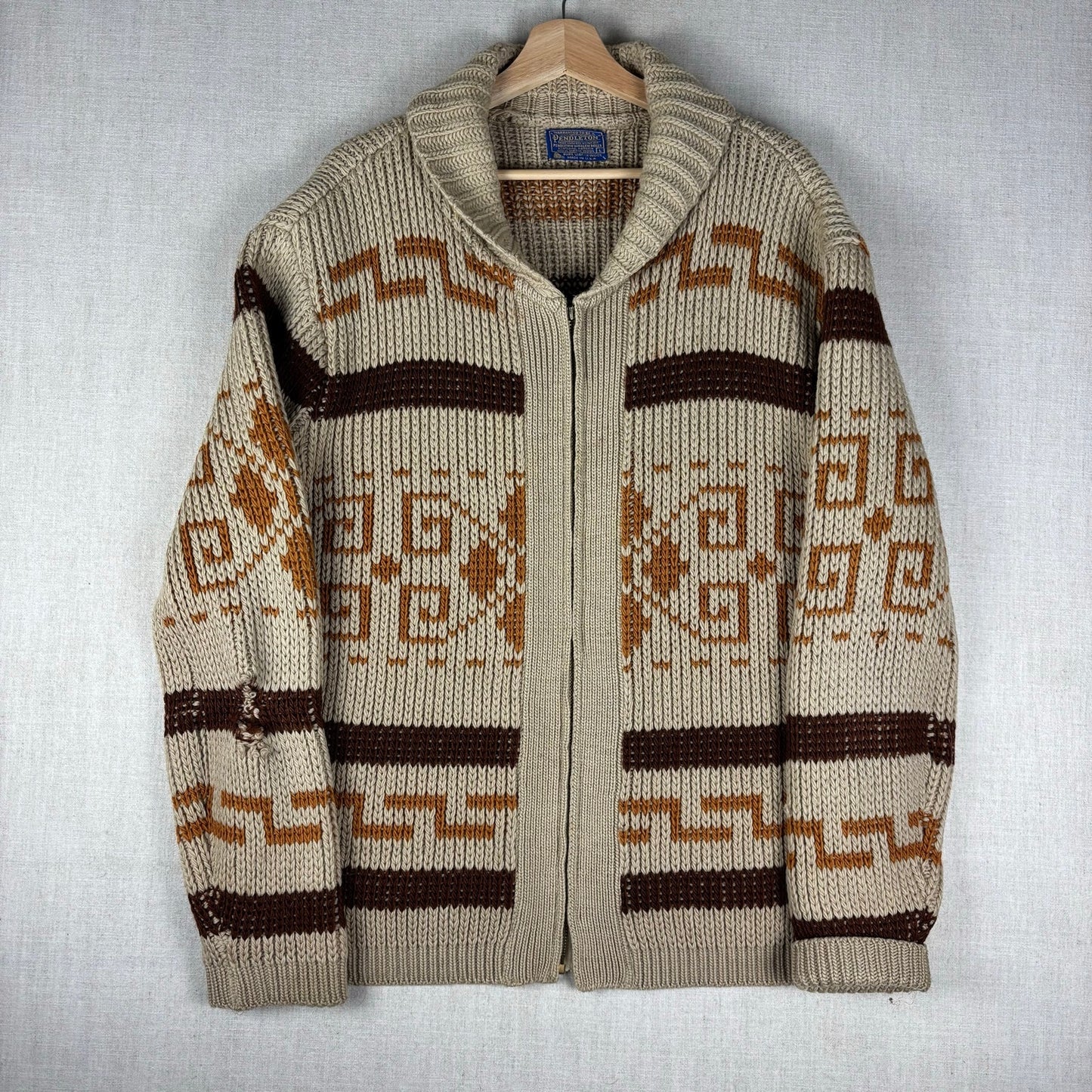 Vintage Pendleton Big Lebowski Westerly 1970s Original Cardigan Sweater Large