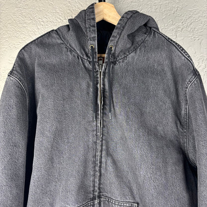 Levis Strauss Hooded Denim Workwear Carhartt Style XL Black Quilted Jacket