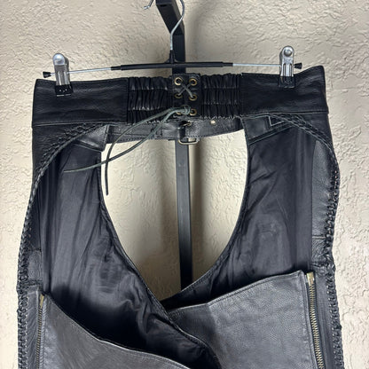 Unik Leather Motorcycle Biker Chaps Small Zip Up Pants