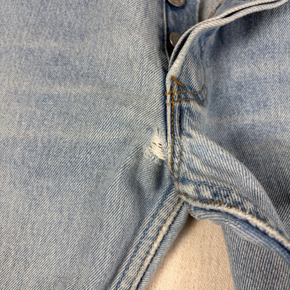 Vintage Levis Button Fly 501 Jeans 90s Light Wash 33x32 Slim Fit Jeans