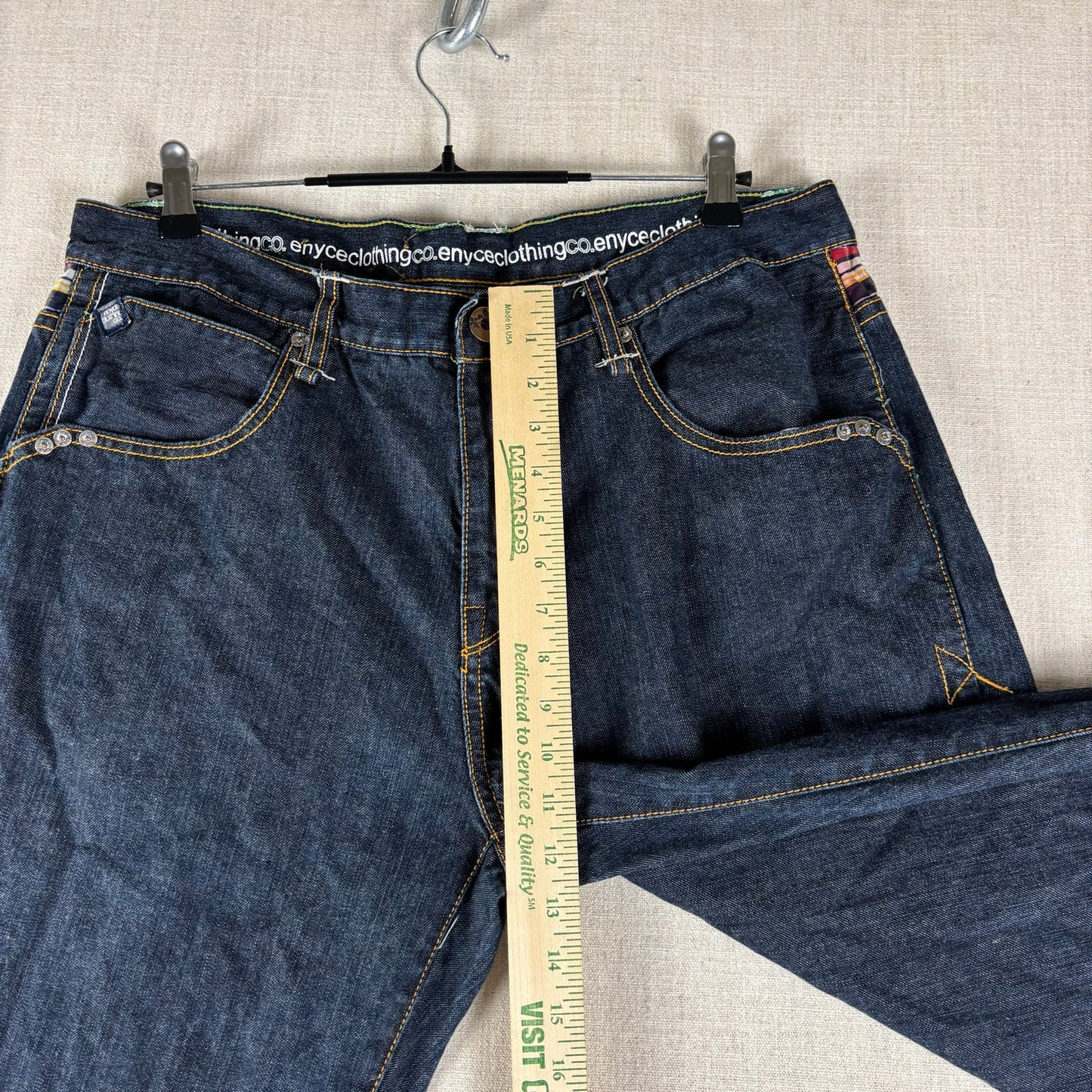 ENYCE Y2K Flannel Plaid Jeans NWT Dark Wash Sz 36 Skater Denim