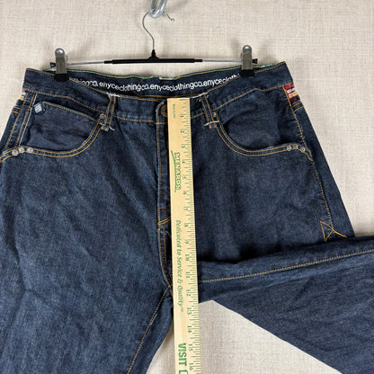 ENYCE Y2K Flannel Plaid Jeans NWT Dark Wash Sz 36 Skater Denim