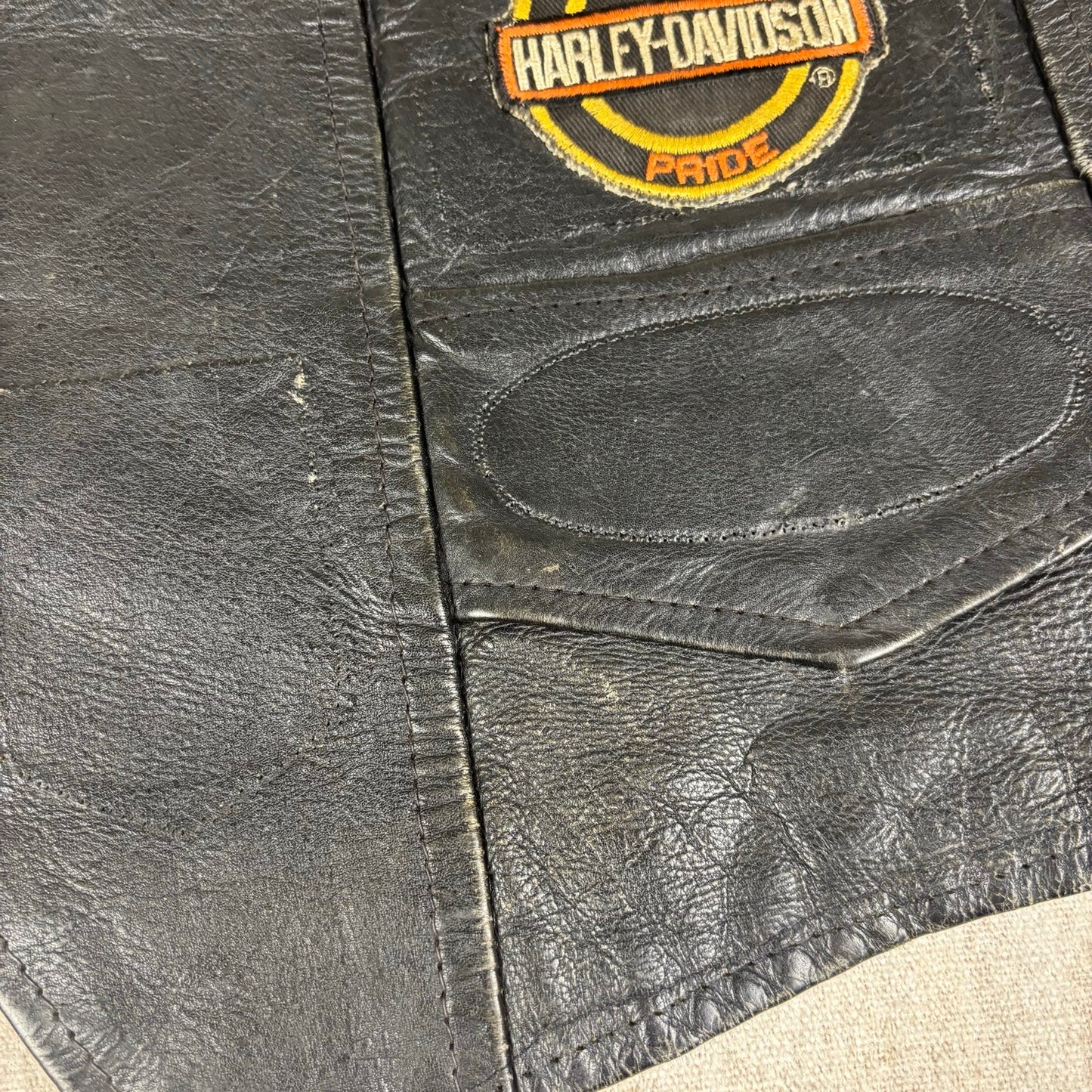 Vintage Harley Davidson 1970s Hippie Political Patch Manzoor Leather Medium Vest