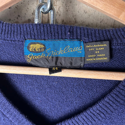 Jack Nicklaus Golf Lambs Wool Tagged 44 Fits Mens Medium 80s Knit V-Neck Sweater