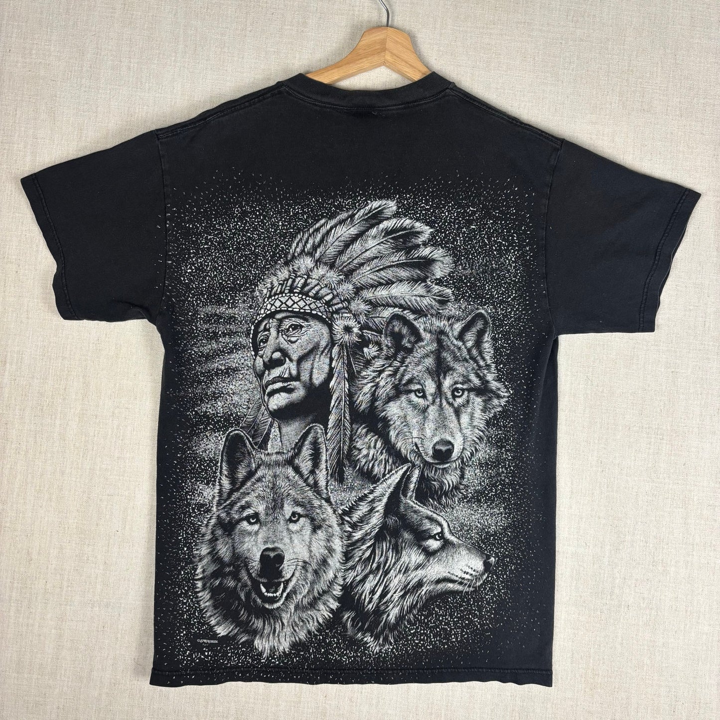 Vintage Native American AOP Wolf Pack Large Shirt