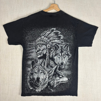Vintage Native American AOP Wolf Pack Large Shirt