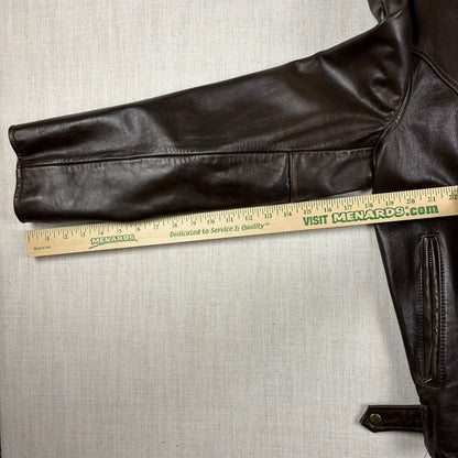 Vintage 1970s Brown Leather Biker Motorcycle Talon Zipper Sz 52 Jacket