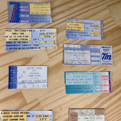 Concert Stubs LOT of 13 1980s 90s Rock Band Used, Pink Floyd