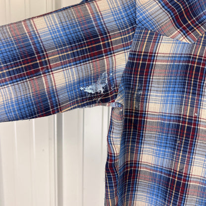 Wrangler Pearl Snap Youth Sz 10 1960s Made in USA Button Up Shirt