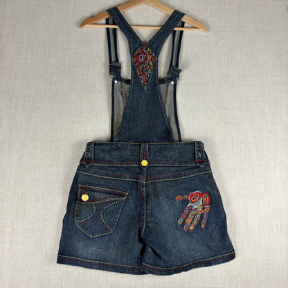 Coogi Jeans Y2K Womens Denim Overall Shorts Embroidered Sz Large